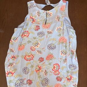 LOFT Light Blue Floral Sleeveless Blouse